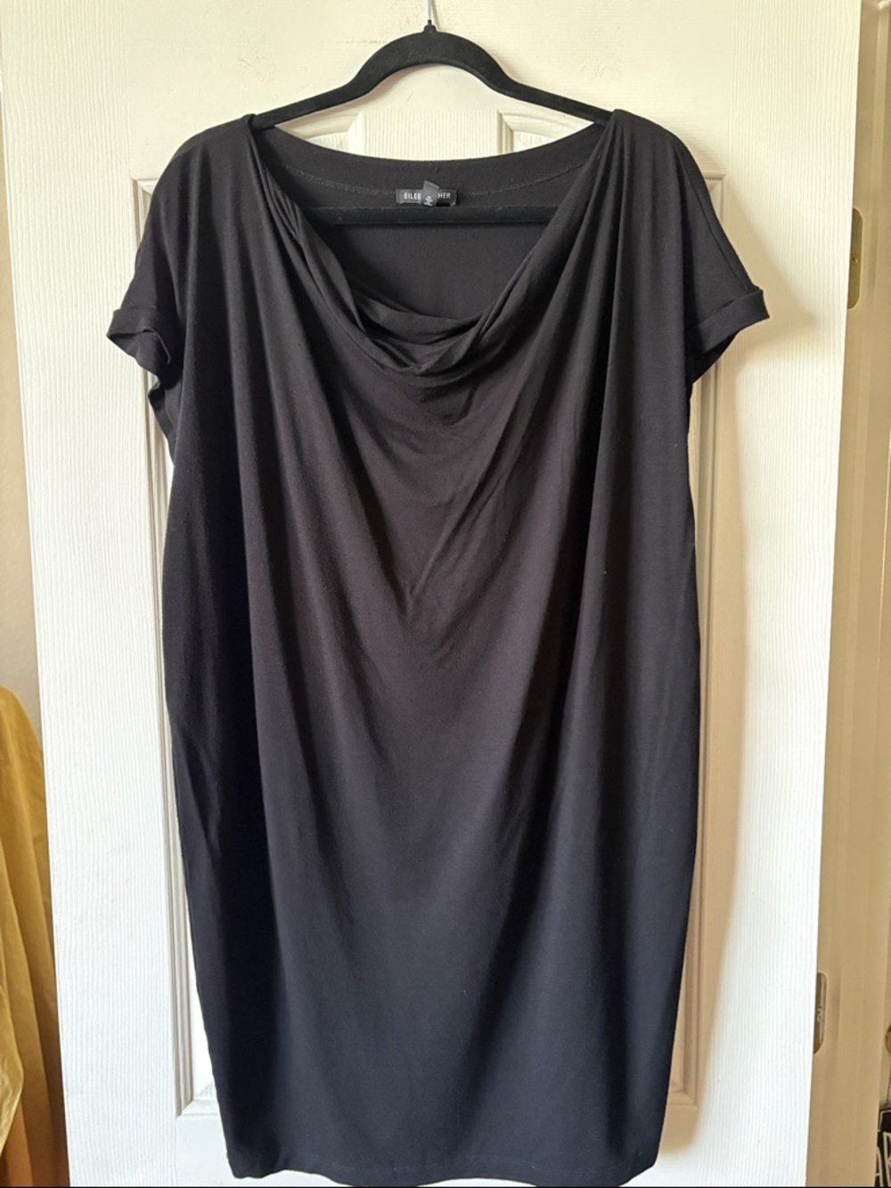 Eileen Fisher Black Cowl Neck T-Shirt Dress size M